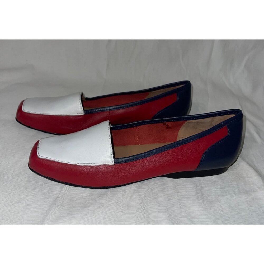 EUC Array Women's Red, White & Blue Block Pattern Flats Size 8M - Picture 3 of 8